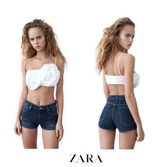 ZARA | Blue | DENIM MINI SHORTS - Picture 1 of 10